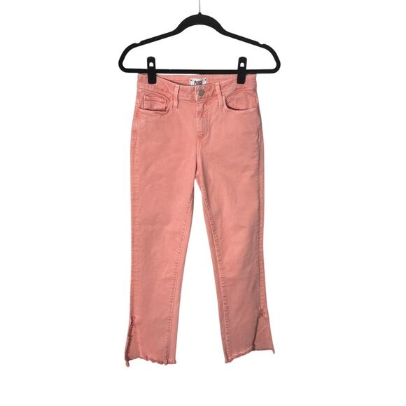 PAIGE Hoxton Straight Ankle Frayed Split Hem Jeans Vintage Coral Size 25 - Picture 3 of 12